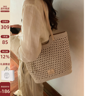 南风Chio2nd原创高定系列牛皮 蜜蜡绳高级手工编织包女海边单肩包