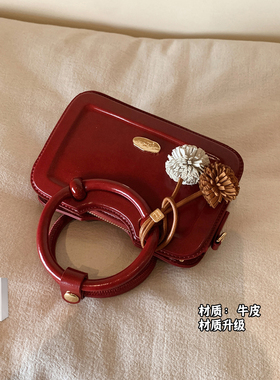 南风Chio2nd 巴黎暮色牛皮真皮手提包女士2026新款红色包包斜挎包