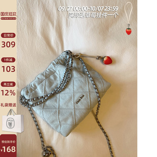海風微醺托特包包女2025超火淺藍菱格鏈條包斜挎小包 南風Chio2nd