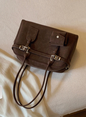 南风Chio2nd 圣尼旅人枕头包包女春夏深棕色麂皮复古通勤单肩大包