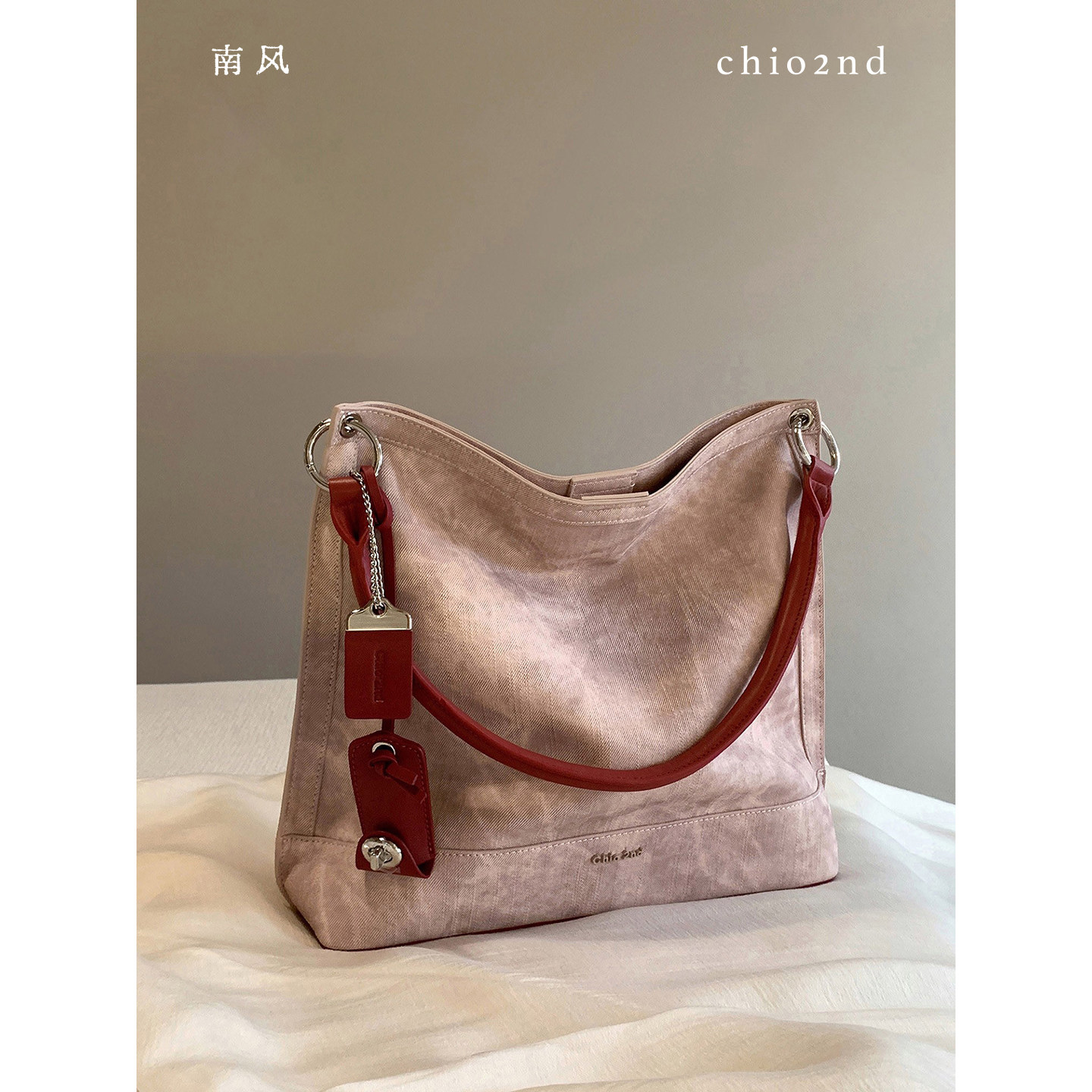 南风Chio2nd 干枯玫瑰托特包包女2026新款大容量晕染粉单肩斜挎包