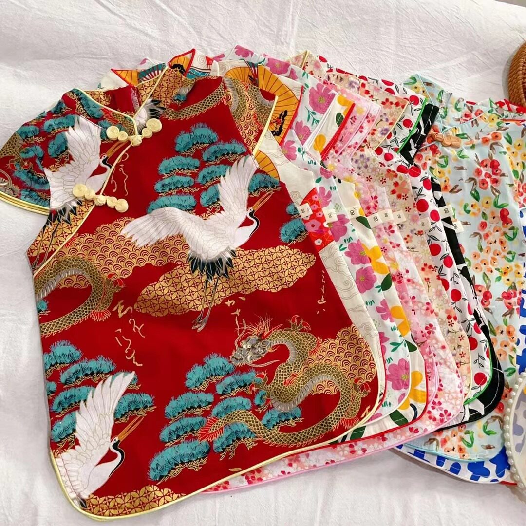 小女孩中国风复古旗袍纯棉夏季薄