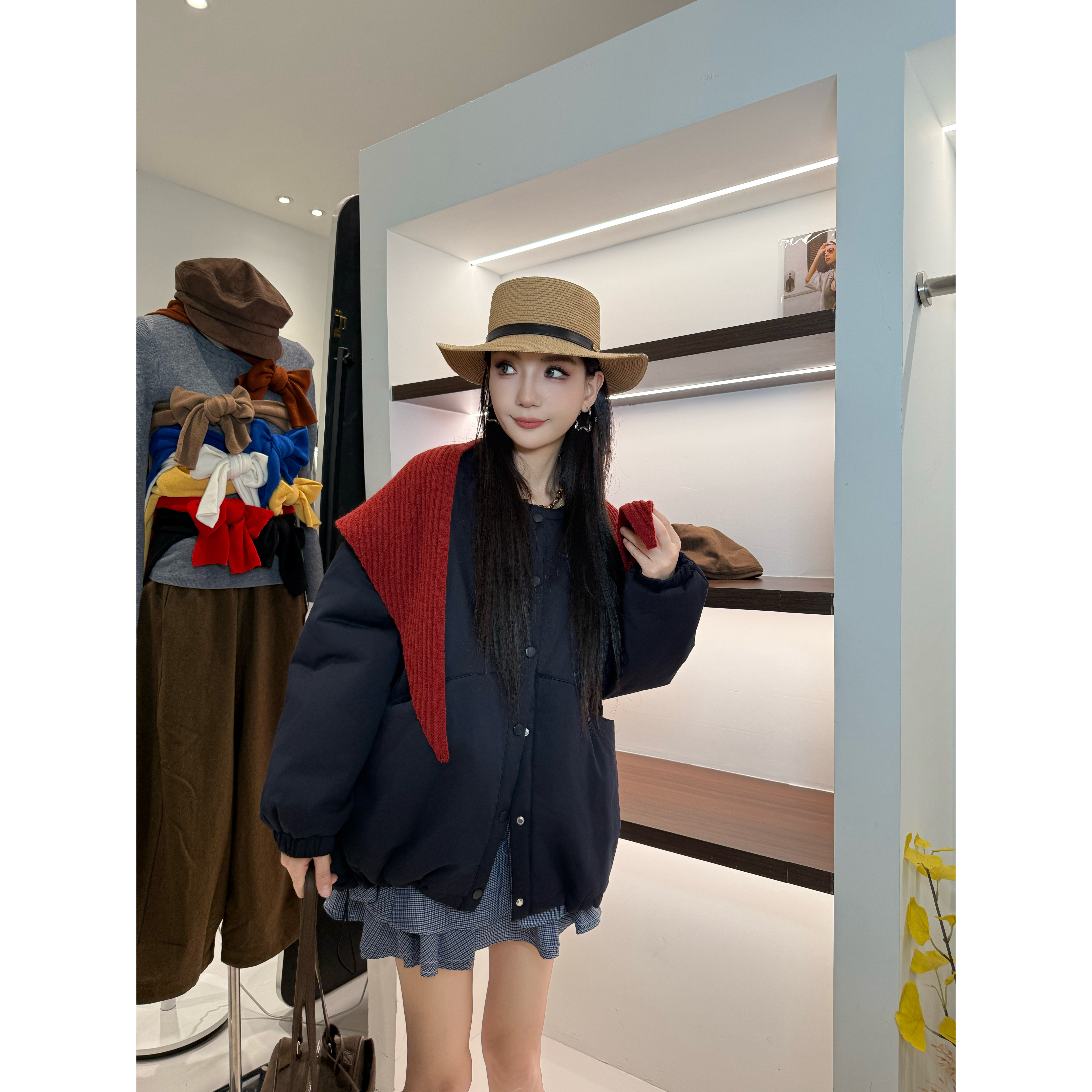 【恩佳专享】 日常休闲长袖圆领夹棉保暖棉服外套YZ10S-8379