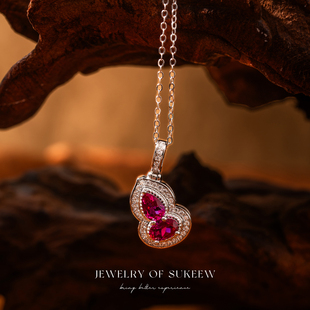小葫芦气质项链 纸醉金迷s925银红宝石锁骨链轻奢时尚 SUKEEW 酥可