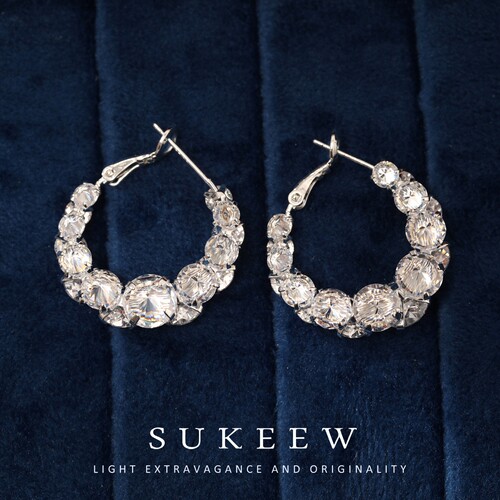 SUKEEW酥可超闪满镶圈圈耳环