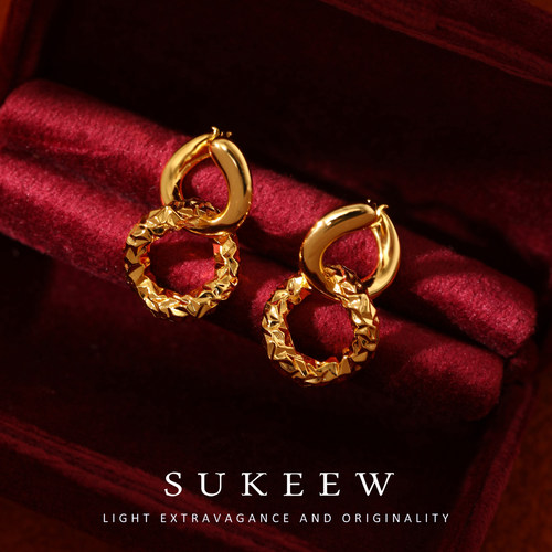 SUKEEW/酥可 【碎冰冰】时尚金属冷淡风设计耳环225205