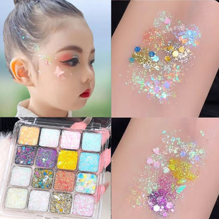 儿童舞台妆表演出眼妆爆闪亮片亮晶晶闪粉超闪彩妆专用人鱼眼影盘