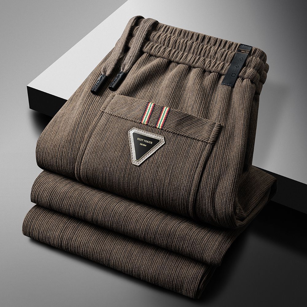 休闲长裤男秋冬季韩版潮流松紧腰大码灯芯绒裤子青年百搭商务卫裤