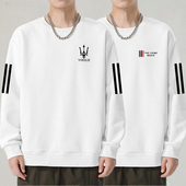 T恤三杆美式 卫衣男春秋款 圆领宽松上衣潮牌无帽男生长袖 打底衣服