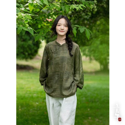 言午葵香云亚麻套头衫