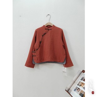 时年原创秋冬新品复古国风娴雅立领斜襟盘扣新中式文艺棉服外套女