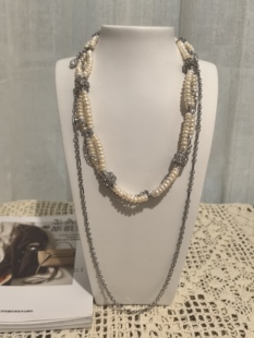 复古即时尚原创设计天然淡水珍珠项链链条可拆可调节轻奢时尚酷感