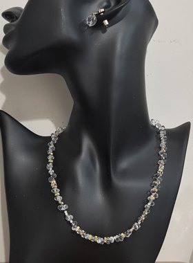 复古即时尚原创手作天然白水晶锆石项链简约精致通勤适配