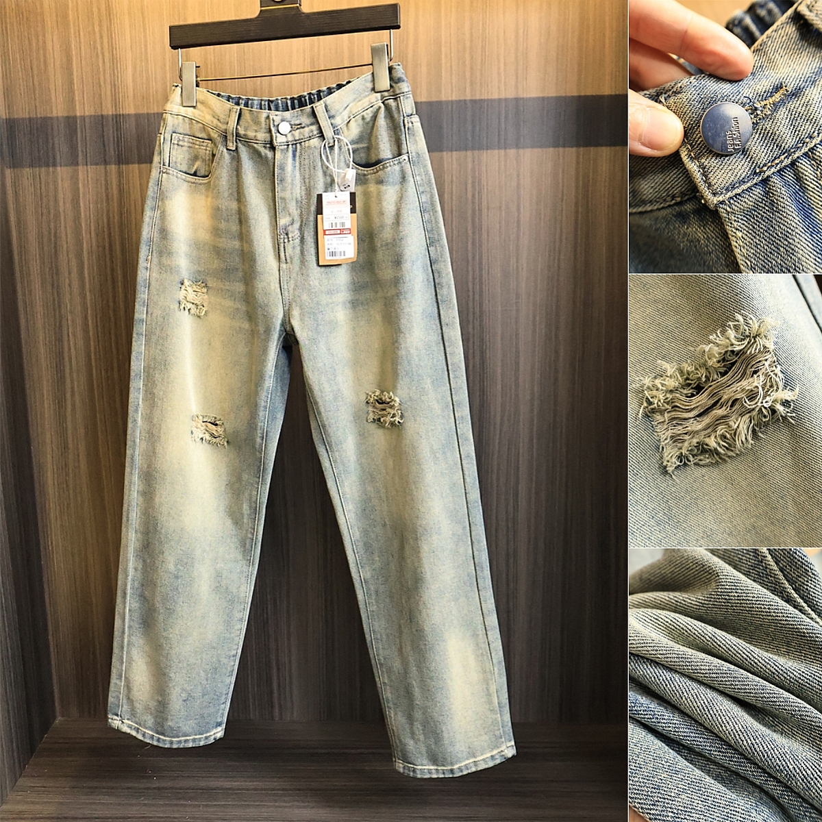 做旧复古水洗磨破工艺！牛仔裤潮