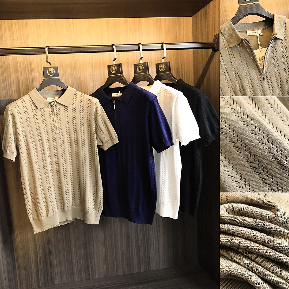 轻奢线镂空提花设计短袖Polo