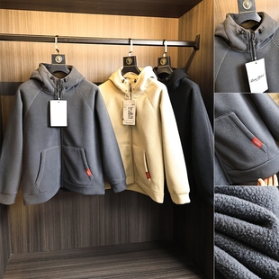 680克高密重磅摇粒绒 纯色OS宽松连帽加厚休闲夹克外套潮 秋冬男士