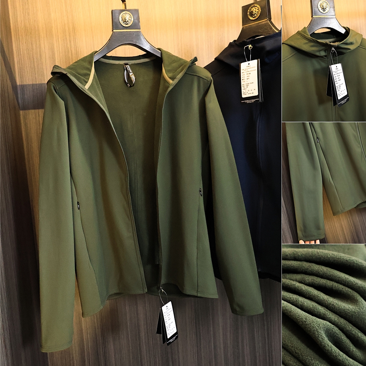 奢级户外机能！秋冬男士一体拉绒保暖吸湿透气连帽运动夹克外套潮