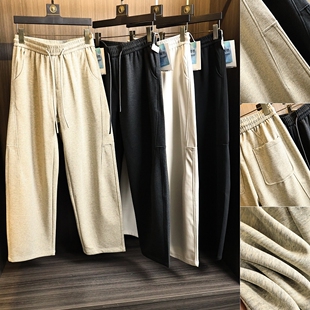 纯色立体裁剪百搭亲肤直筒休闲裤 裸感亲肤 春夏男士 切割线 美式