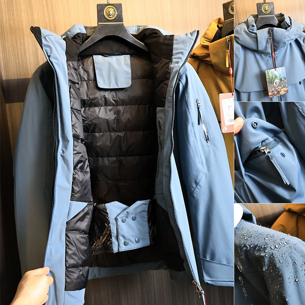 专业级滑雪服！“全天候保暖战袍”机能保暖纯色90绒连帽羽绒服男