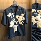 夏季 男士 OS版 古巴领 衬衫 贴布刺绣 宽松百搭复古短袖 欧美订单
