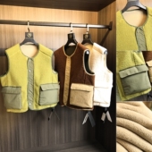 日系复古无领工装 秋冬男士 马甲外套 重磅机能 颗粒绒复合摇粒绒