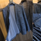 男士 夏季 纯色条纹提花平驳领休闲西服 无缝压胶冰凉丝 柜货不贵