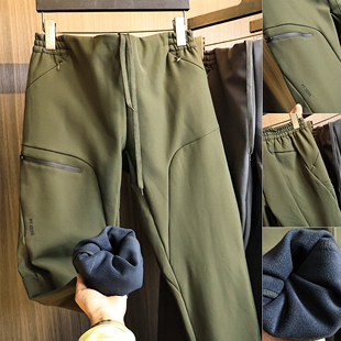 飞禽系列！户外机能冲锋裤！秋冬男士纯色加绒保暖软壳防水休闲裤
