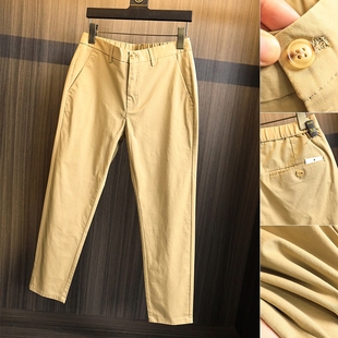一线裤 纯色亲肤透气棉质直筒休闲裤 业大厂撤柜 男士 秋季 外贸单