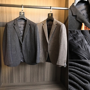 压胶充绒笔挺有型平驳领羽绒西服外套 秋冬男士 线下2k 高端牛货