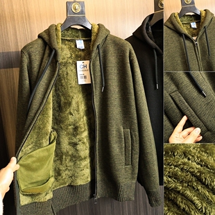 开衫 秋冬复合加绒抗风保暖连帽针织衫 男 华夫格针织 纯正巴西单