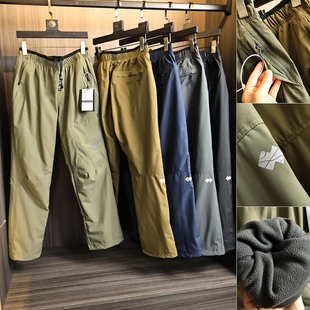 硬朗有型!加厚绒毛!秋冬男士户外软壳机能防水外贸直筒休闲裤潮