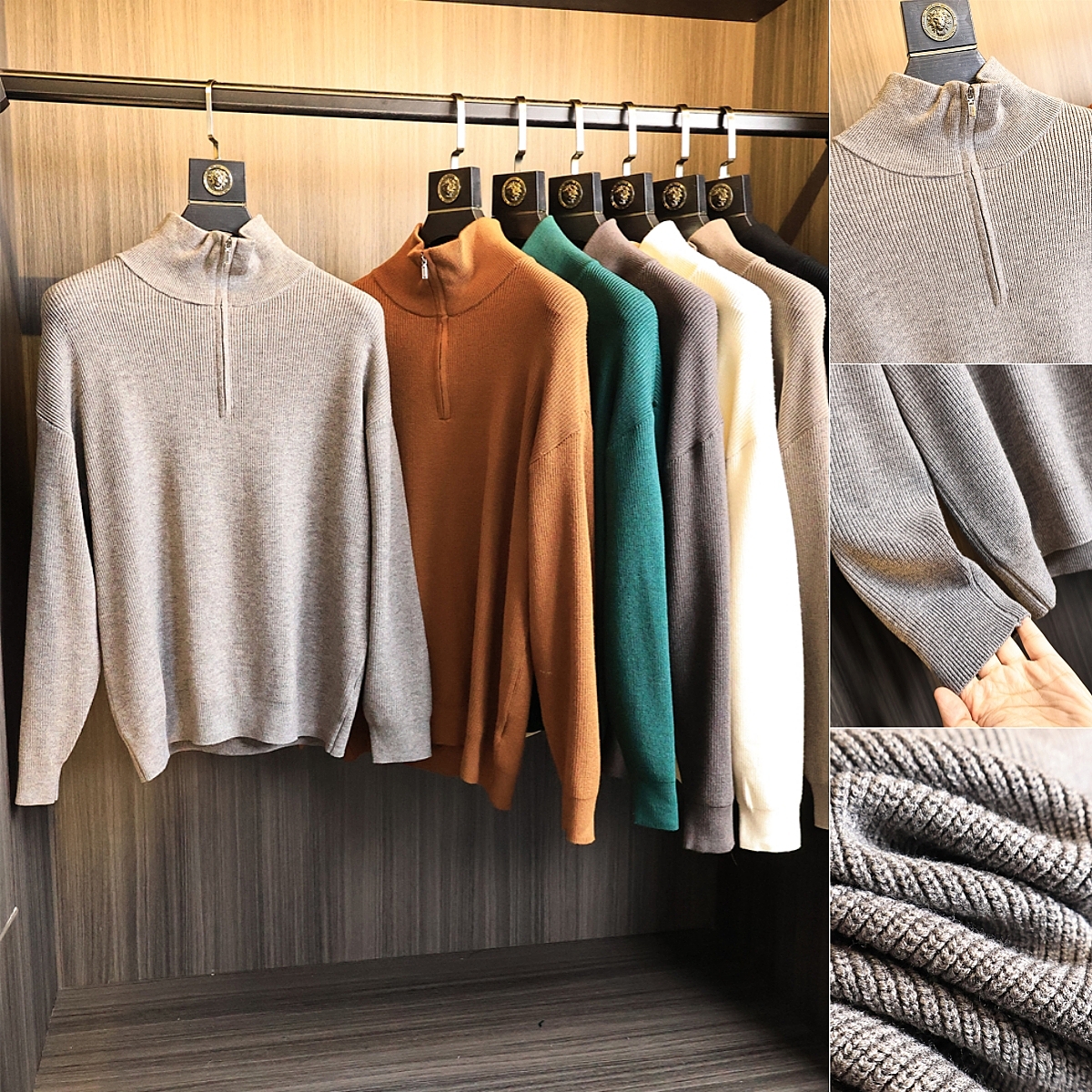 意奢老钱风！牛货半拉链领针织衫