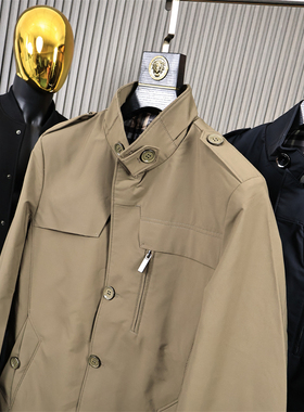 ODM巨头出品~复古风！春秋男士高端时尚轻商务休闲夹克中长款风衣