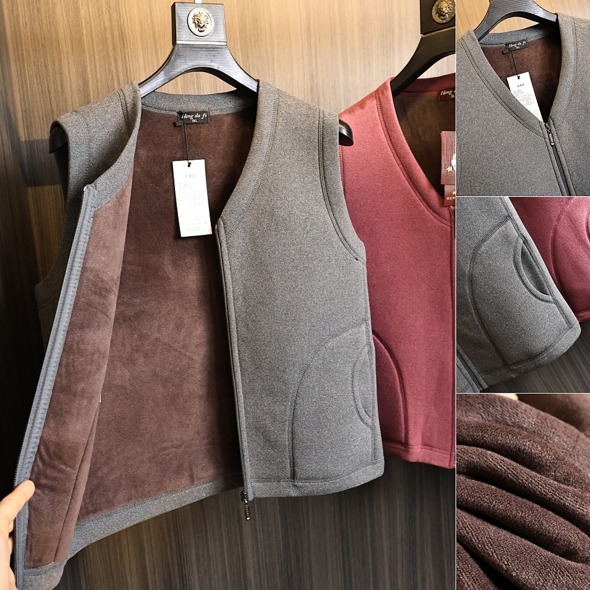 抗寒保暖~锁住核心！秋冬男士纯色加绒加厚磨毛V领打底背心马甲潮,男装,常规马甲,淘宝优惠券,粉丝福利购,淘宝优惠卷