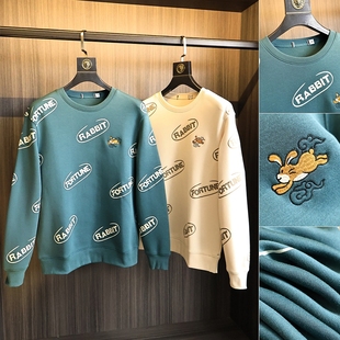 G货 男士 直接来捡漏 秋季 撤柜针织棉圆领宽松卫衣 兔子刺绣