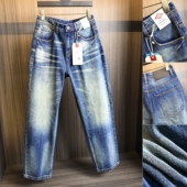 弹力亲肤舒适百搭显瘦直筒牛仔裤 秋季 男 自然磨白 重磅复古水洗