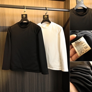怕冷人士苾备90白鹅绒小白T秋冬男士 蓄热保暖不臃肿圆领百搭T恤衫