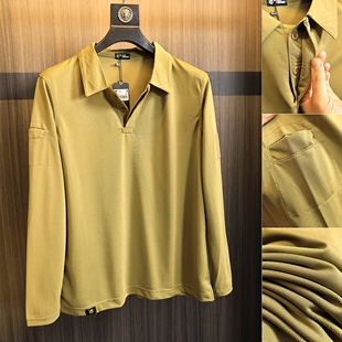 战术T恤衫 舒适翻领长袖 2025年春季 珠地透气时尚 T恤潮 男士 外贸单