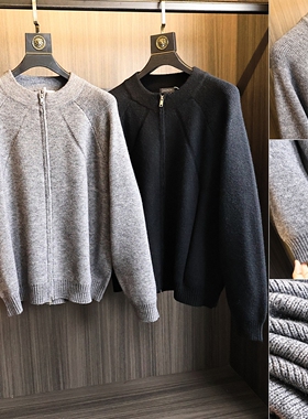 灰常好穿~线下799！秋冬男士纯色高端线百搭针织衫拉链开衫外套潮