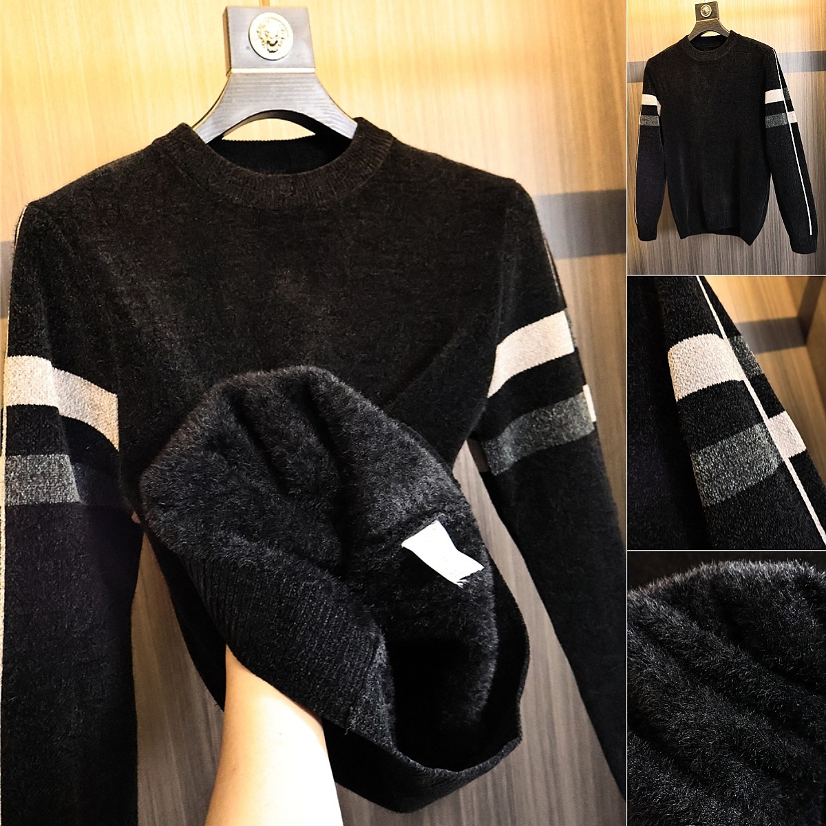 雪尼尔复合仿貂绒！轻奢线！冬季男士纯色加绒加厚保暖针织衫毛衣,男装,针织衫/毛衣,淘宝优惠券,粉丝福利购,淘宝优惠卷