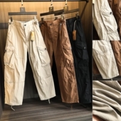 风 宽松阔腿直筒束脚口休闲裤 复古大口袋 男士 2025年春季 痞帅工装