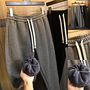 纯色加绒加厚基础百搭休闲裤 秋冬男士 内里复合奥粒绒 欧洲神单