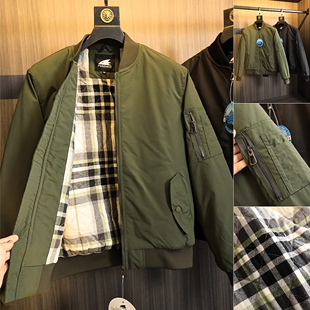 日单代工厂！定织面料！秋冬男士纯色百搭MA-1飞行服宽松棉衣外套