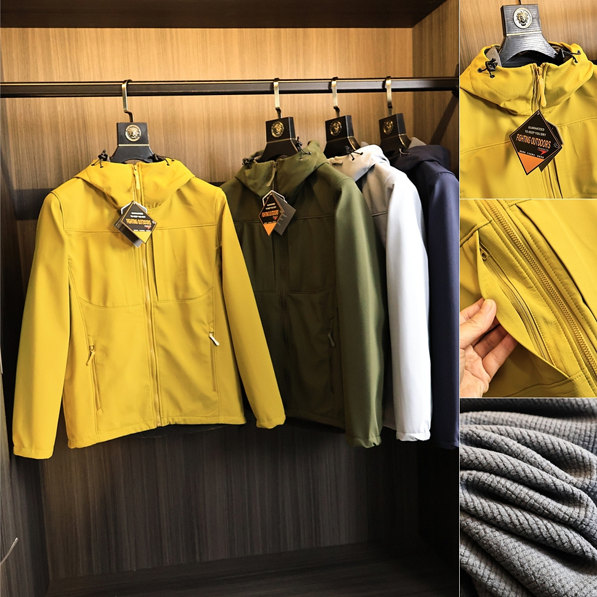 内里PC方格绒+防风防水软壳夹克