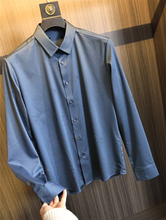 春季 男士 针织提花高弹力时尚 G货 衬衫 压胶领口 翻领长袖 潮 柜398