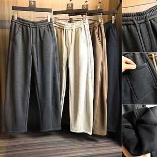 潮流百搭显瘦宽松直筒休闲裤 秋冬设计师款 加绒加厚 男 香蕉裤