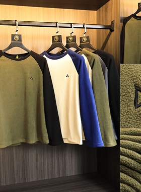 日系机能三角刺绣！WRAM摇粒绒！秋冬男士撞色保暖圆领宽松卫衣潮