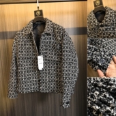 男士 秋季 纯色百搭宽松翻领夹克外套潮 小香风 3D立体色织千鸟格