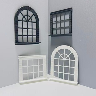 微型景观布景哥特式 娃娃屋窗户摆件 模型建筑配件 饰 装 欧式 风格