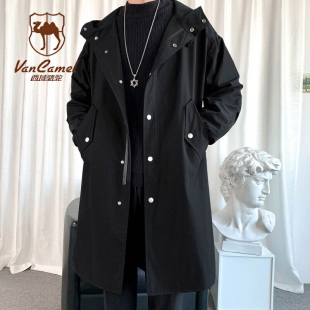 连帽青少年外套休闲潮流百搭夹克风衣服 中长款 西域骆驼春秋季 男士